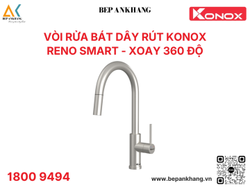 Vòi rửa bát dây rút Konox Reno Smart - Xoay 360 độ